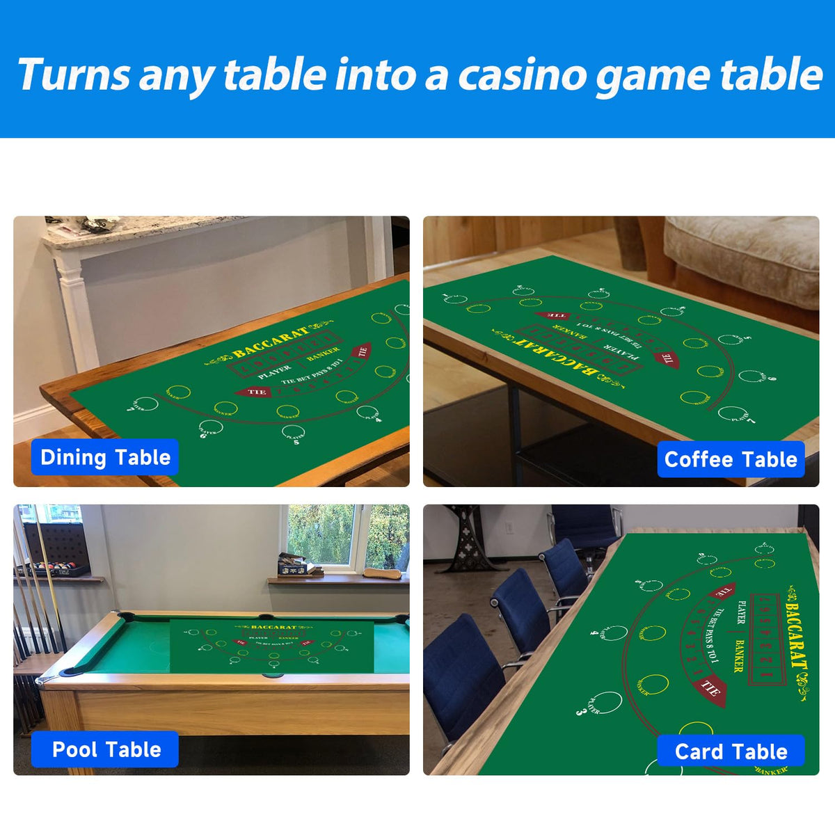 GSE Games & Sports Expert 36 x 72 Blackjack & Baccarat Layout Mat – Las Vegas Style Casino Felt