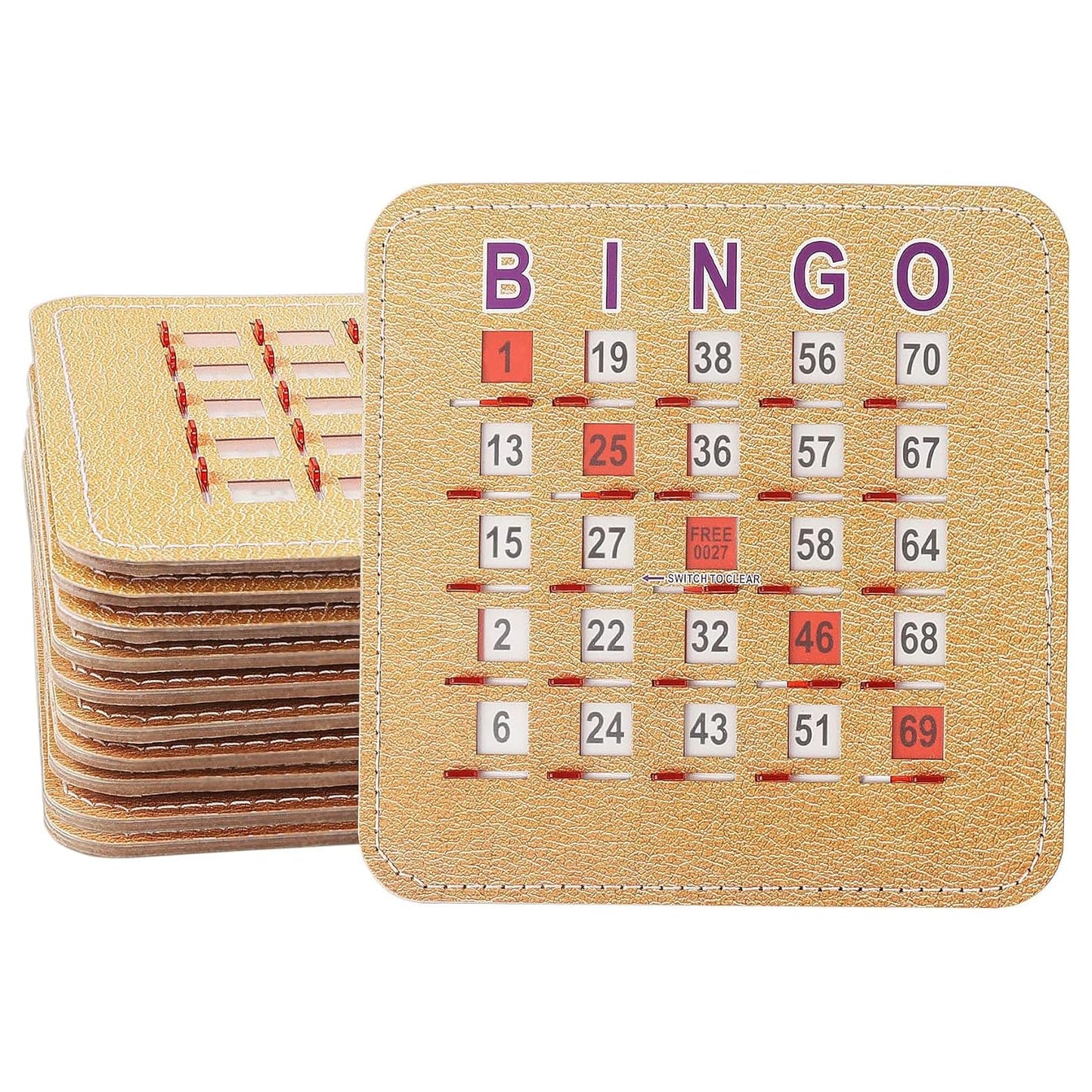 GSE Games & Sports Expert 5Ply Stitched Shutter Bingo Cards – 10-Pack with Easy-Slide Windows
