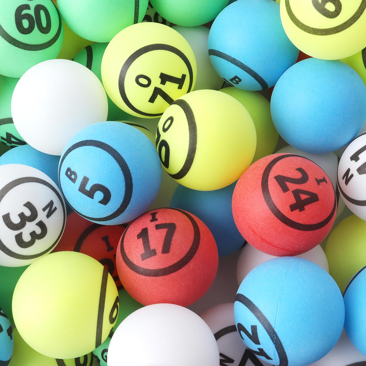 GSE Games & Sports Expert 1.55-inch Bingo Balls – 75-Count, Large Cage Compatible, Multi-Color