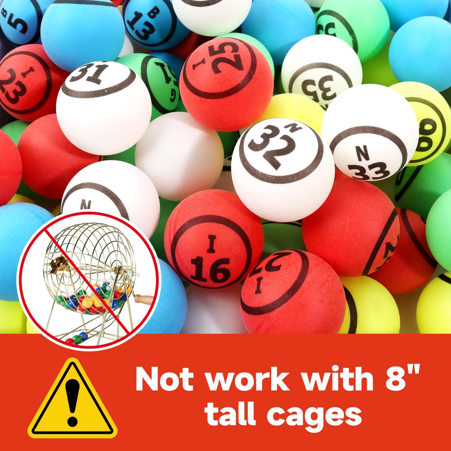 GSE Games & Sports Expert 1.55-inch Bingo Balls – 75-Count, Large Cage Compatible, Multi-Color