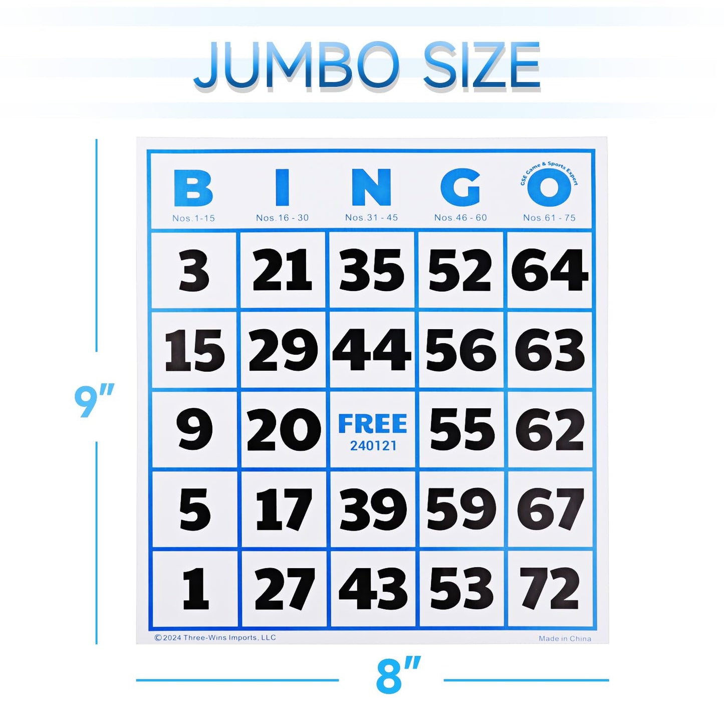 GSE Games & Sports Expert 50-Pack Jumbo Multi-Color Bingo Cards – Large Font, Reusable for Large Groups