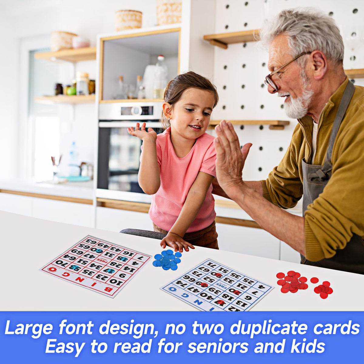 GSE Games & Sports Expert 50-Pack Jumbo Multi-Color Bingo Cards – Large Font, Reusable for Large Groups