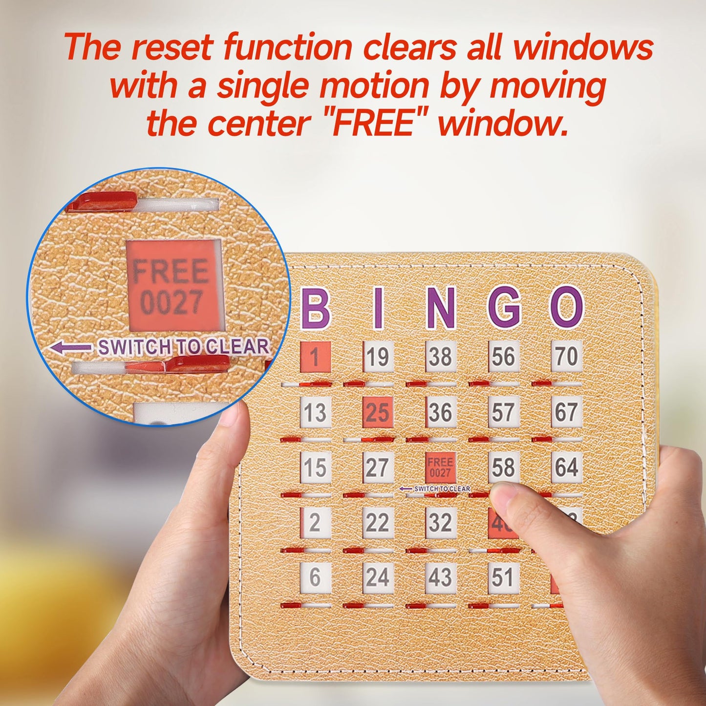 GSE Games & Sports Expert 5Ply Stitched Shutter Bingo Cards – 10-Pack with Easy-Slide Windows
