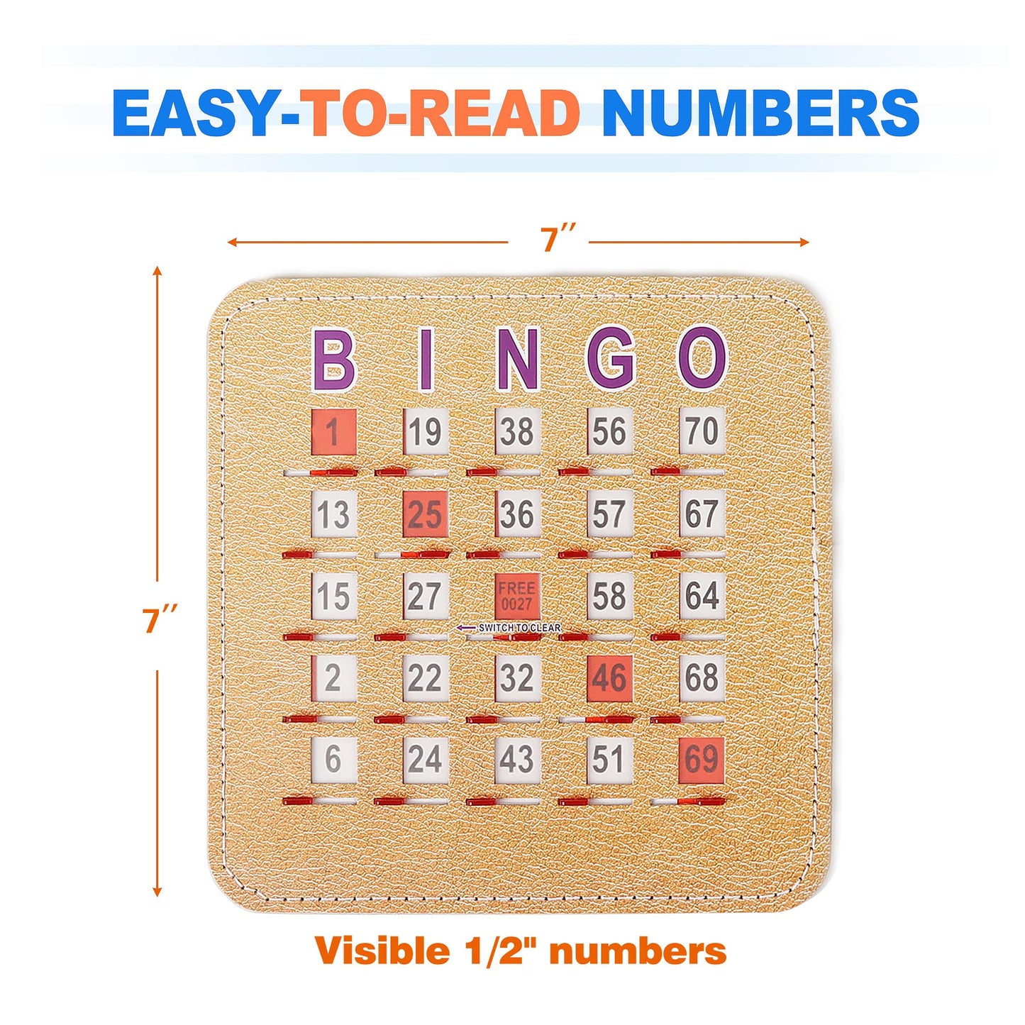 GSE Games & Sports Expert 5Ply Stitched Shutter Bingo Cards – 10-Pack with Easy-Slide Windows