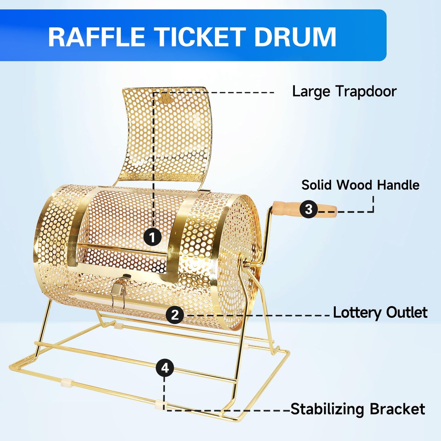 GSE Brass Raffle Drum — Holds 2,000 Tickets | Pro Raffle Spinner