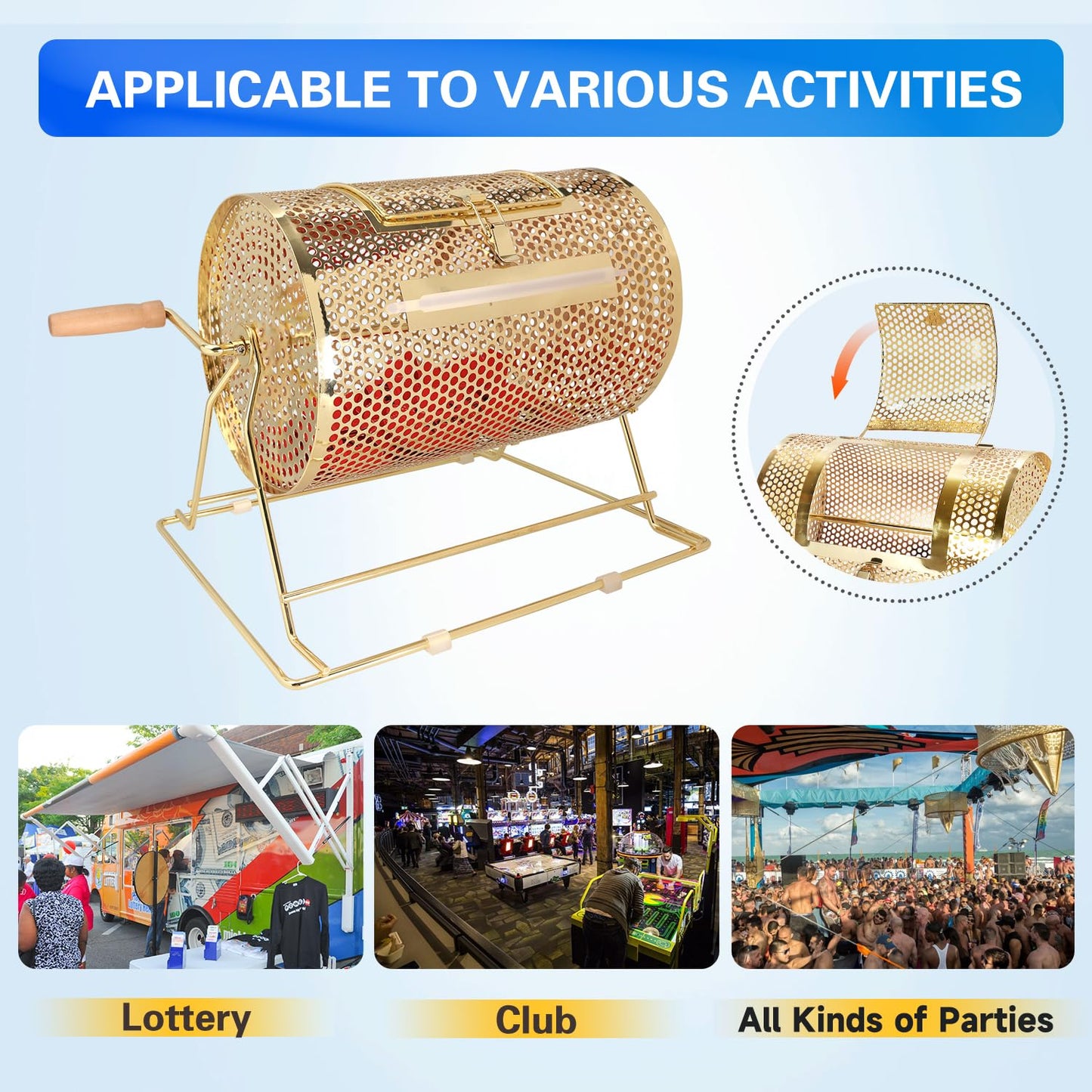 GSE Brass Raffle Drum — Holds 2,000 Tickets | Pro Raffle Spinner