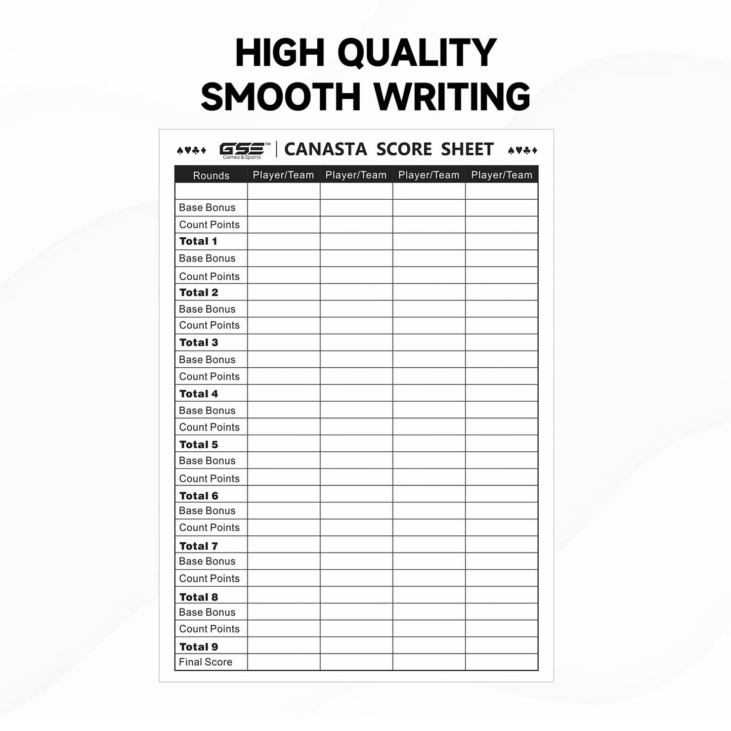 GSE Games & Sports Expert 100-Pack Canasta Score Sheets – 7x5 Score Pad with Instructions & Trick Values