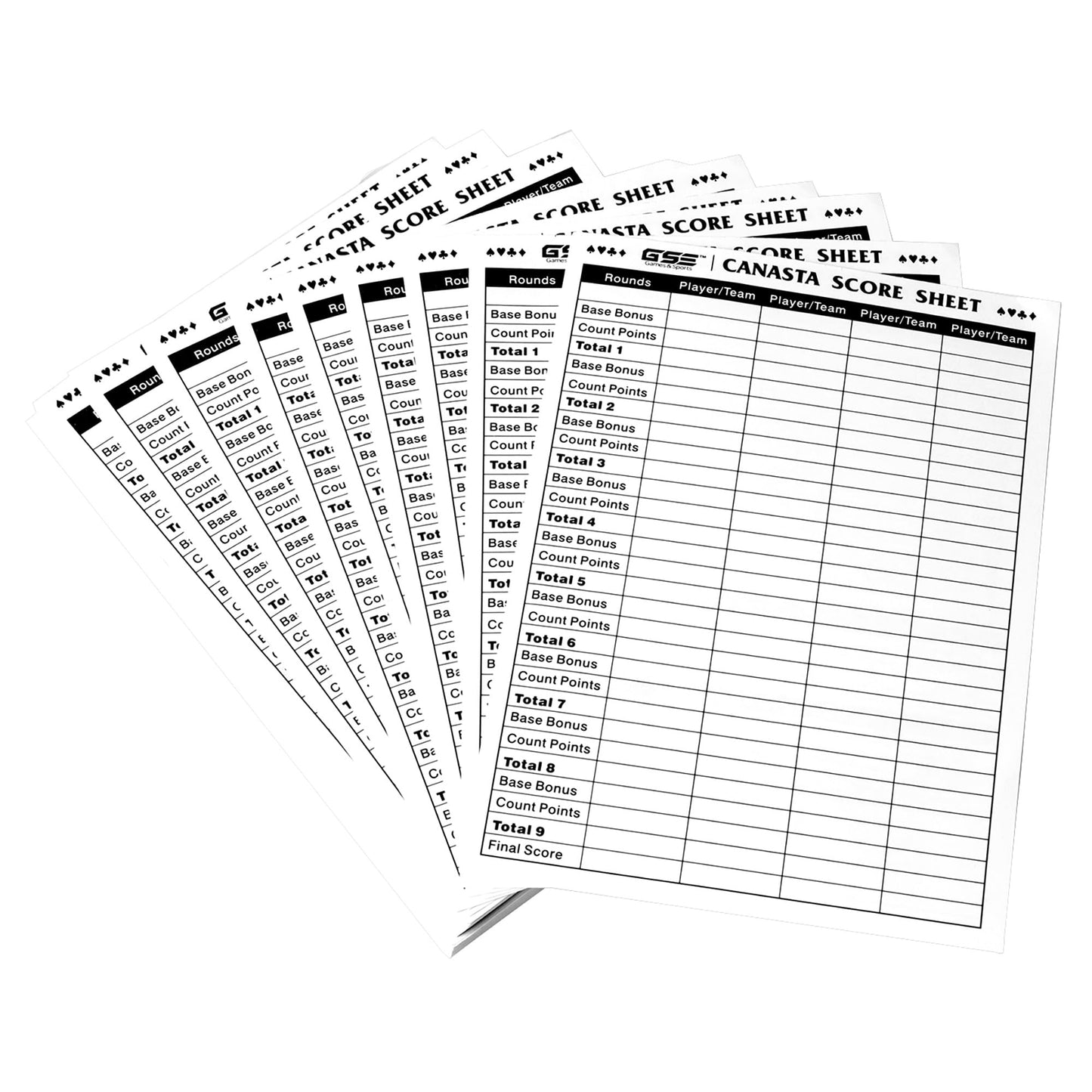 GSE Games & Sports Expert 100-Pack Canasta Score Sheets – 7x5 Score Pad with Instructions & Trick Values