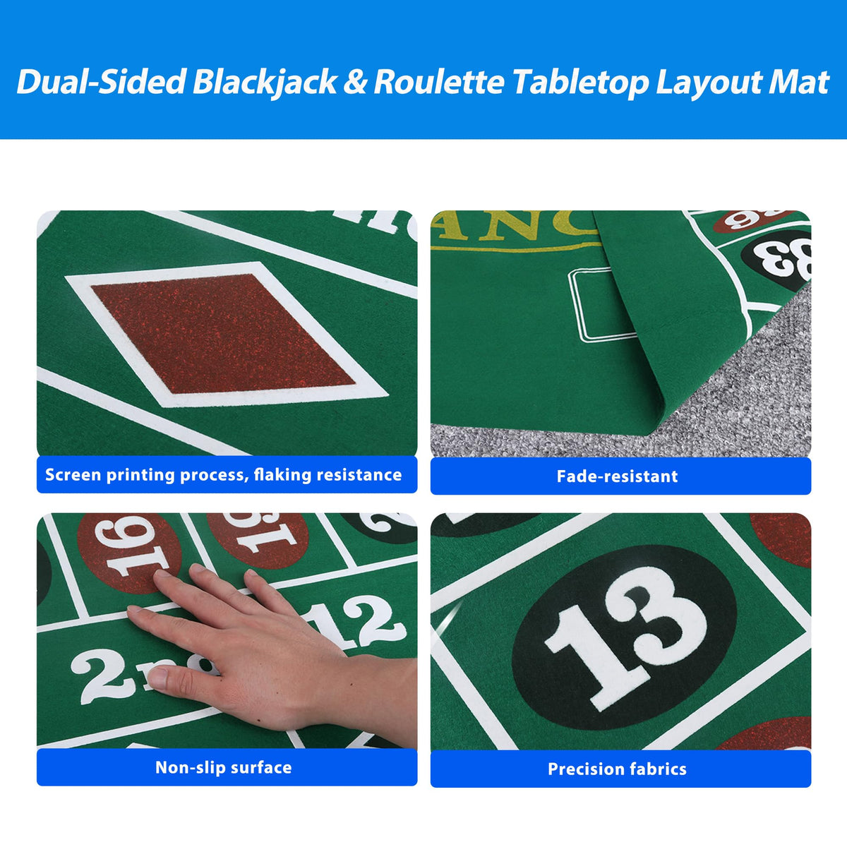GSE Games & Sports Expert 36x72 Blackjack & Roulette Layout Mat – Las Vegas Style, Double-Sided Felt