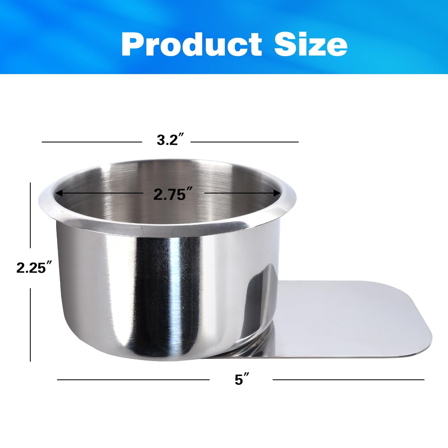 GSE Stainless Steel Cup Holder (10-Pack) – Drop-in, Anti-Spill, 3.2" OD for Poker Tables, Boats, RVs