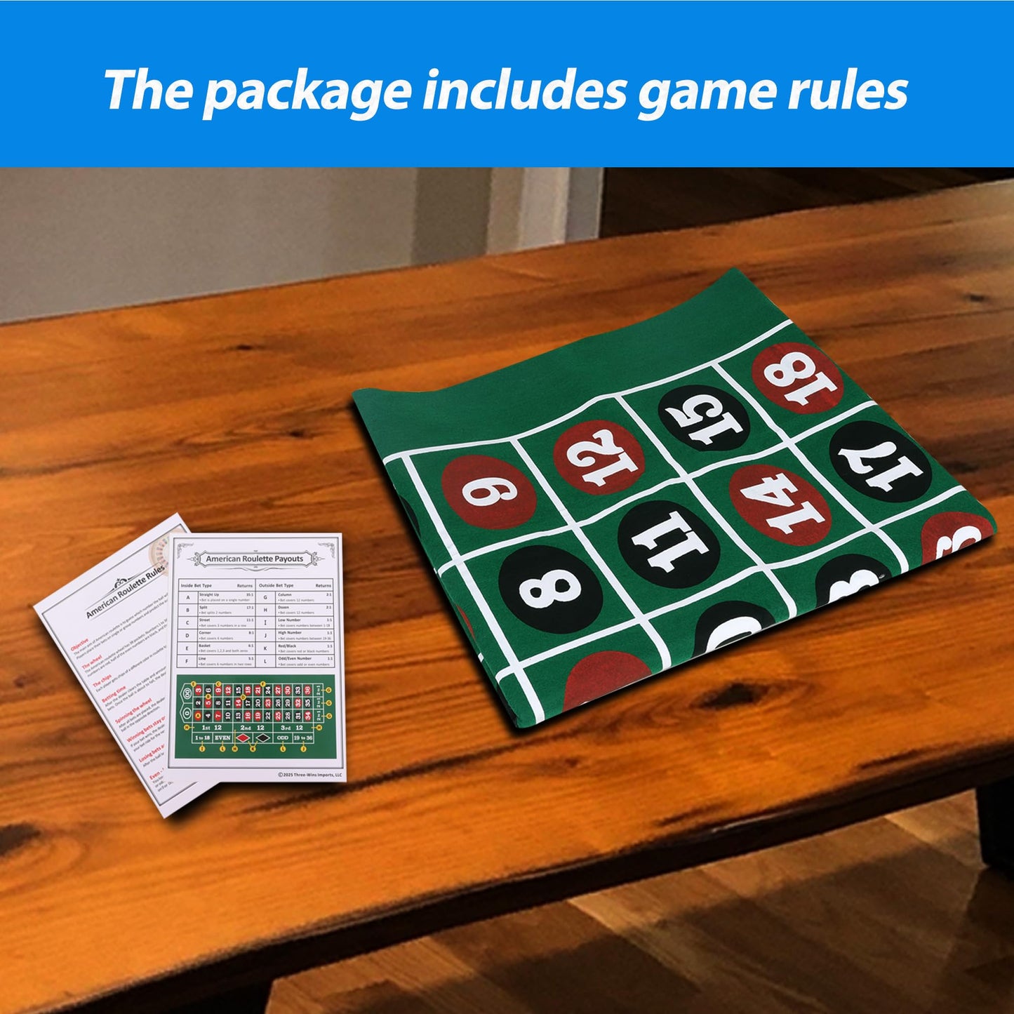 GSE Games & Sports Expert 36x72 Blackjack & Roulette Layout Mat – Las Vegas Style, Double-Sided Felt