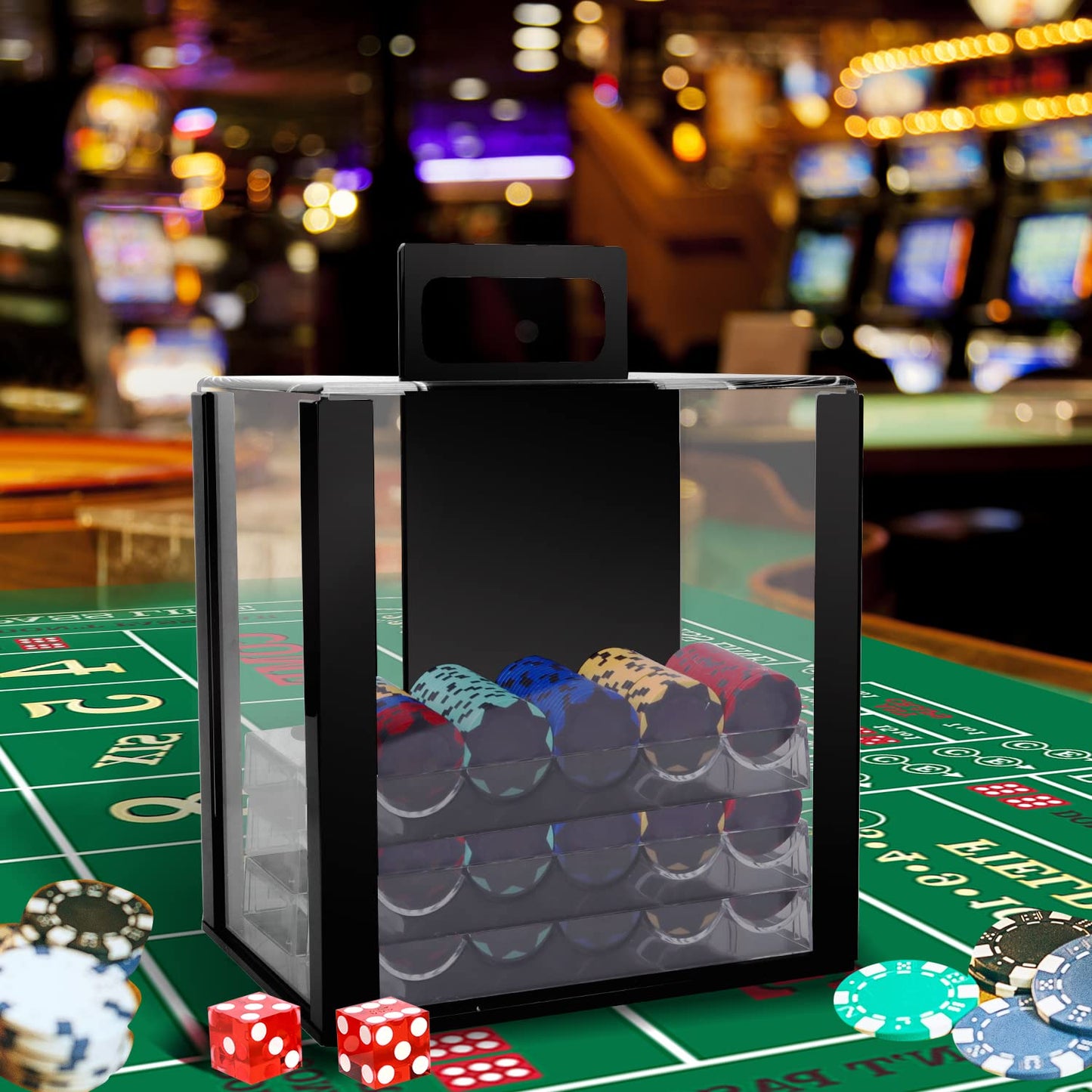 GSE Acrylic Poker Chip Case with 10 Trays – Holds 1,000 Chips