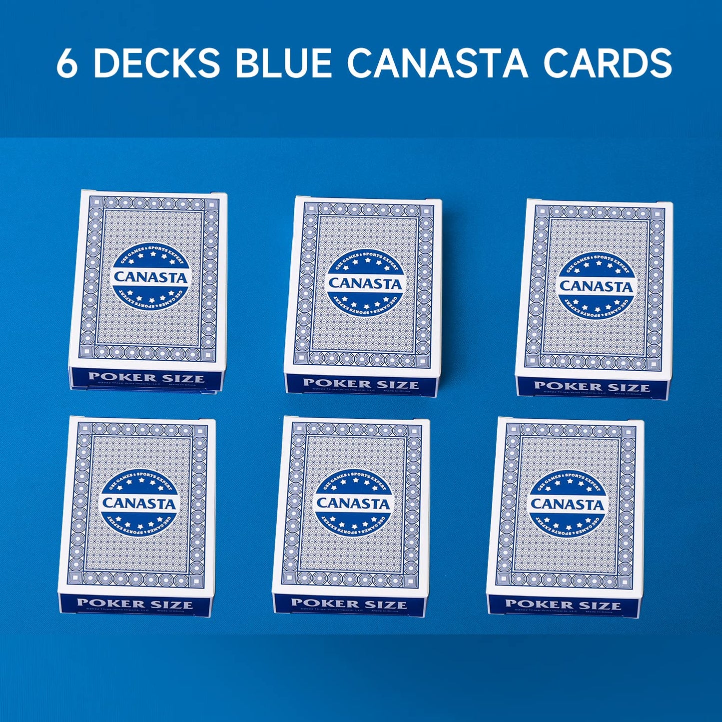 GSE Games & Sports Expert 6-Deck Canasta Cards with Point Values – Blue, Includes Canasta & Hand & Foot Rules