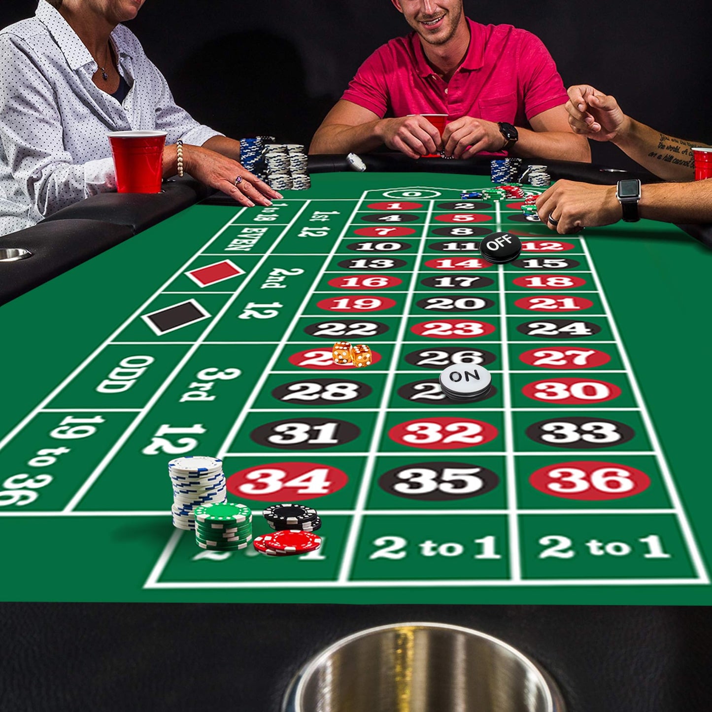 GSE Games & Sports Expert 36x72 Blackjack & Roulette Layout Mat – Las Vegas Style, Double-Sided Felt