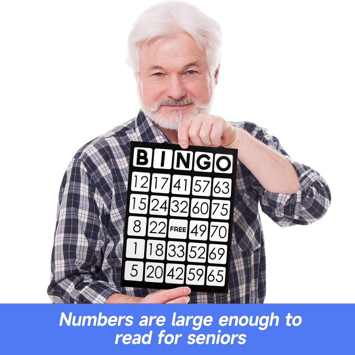 GSE Jumbo Bingo Game Cards – 100-Pack, 11x8 Inches, Reusable Paper Bingo Sheets (Black)
