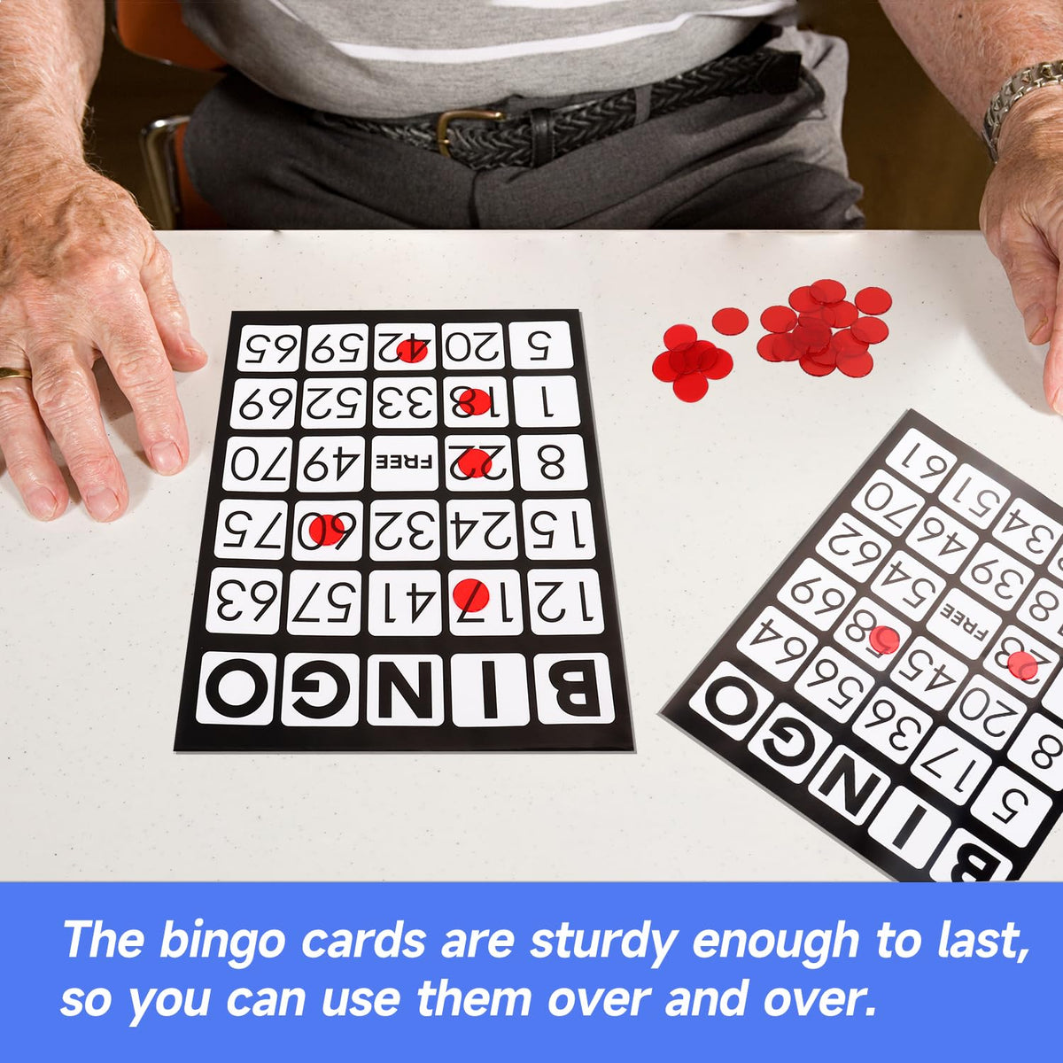GSE Jumbo Bingo Game Cards – 100-Pack, 11x8 Inches, Reusable Paper Bingo Sheets (Black)