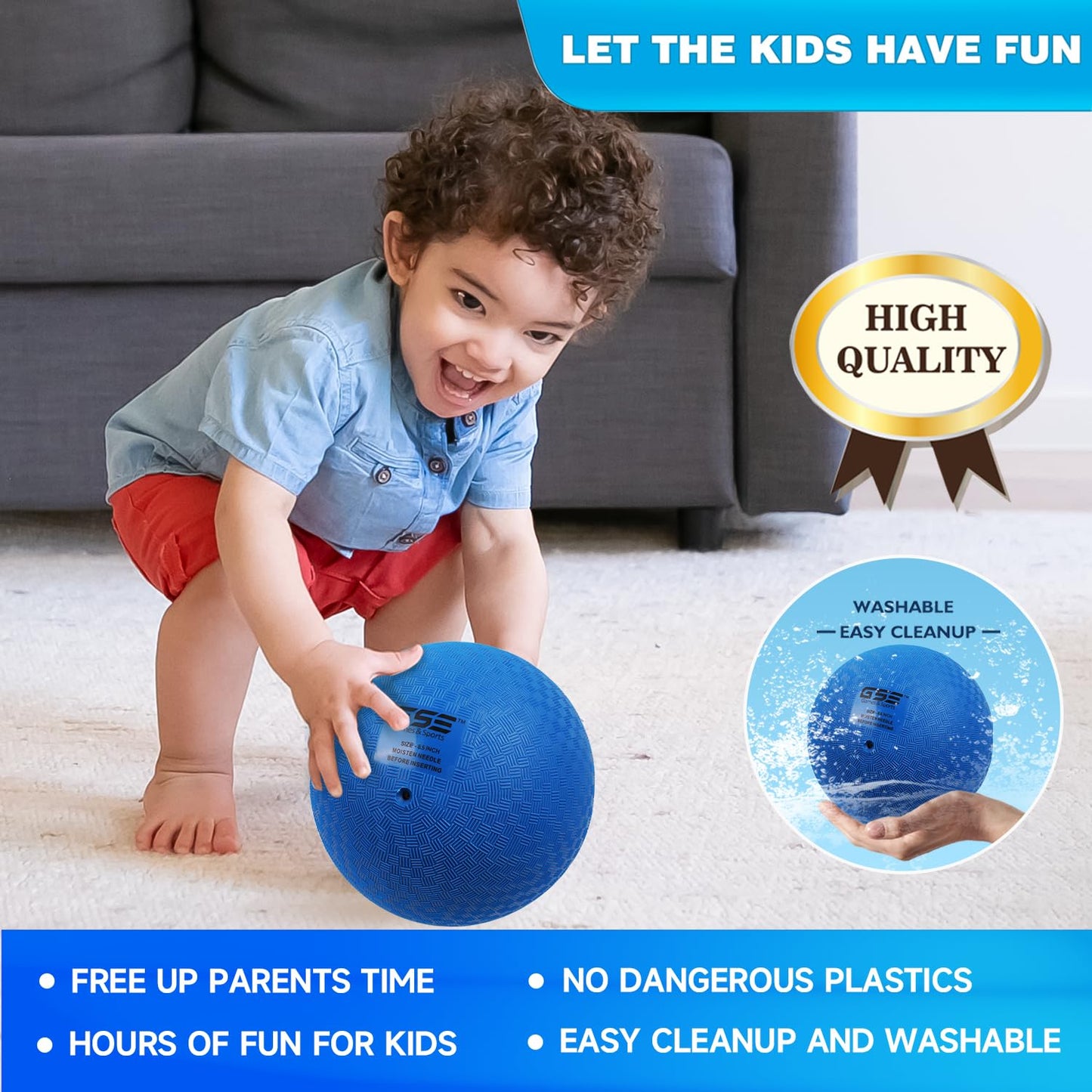 GSE 8.5-Inch Rainbow Inflatable Playground Ball – Dodgeball & Kickball