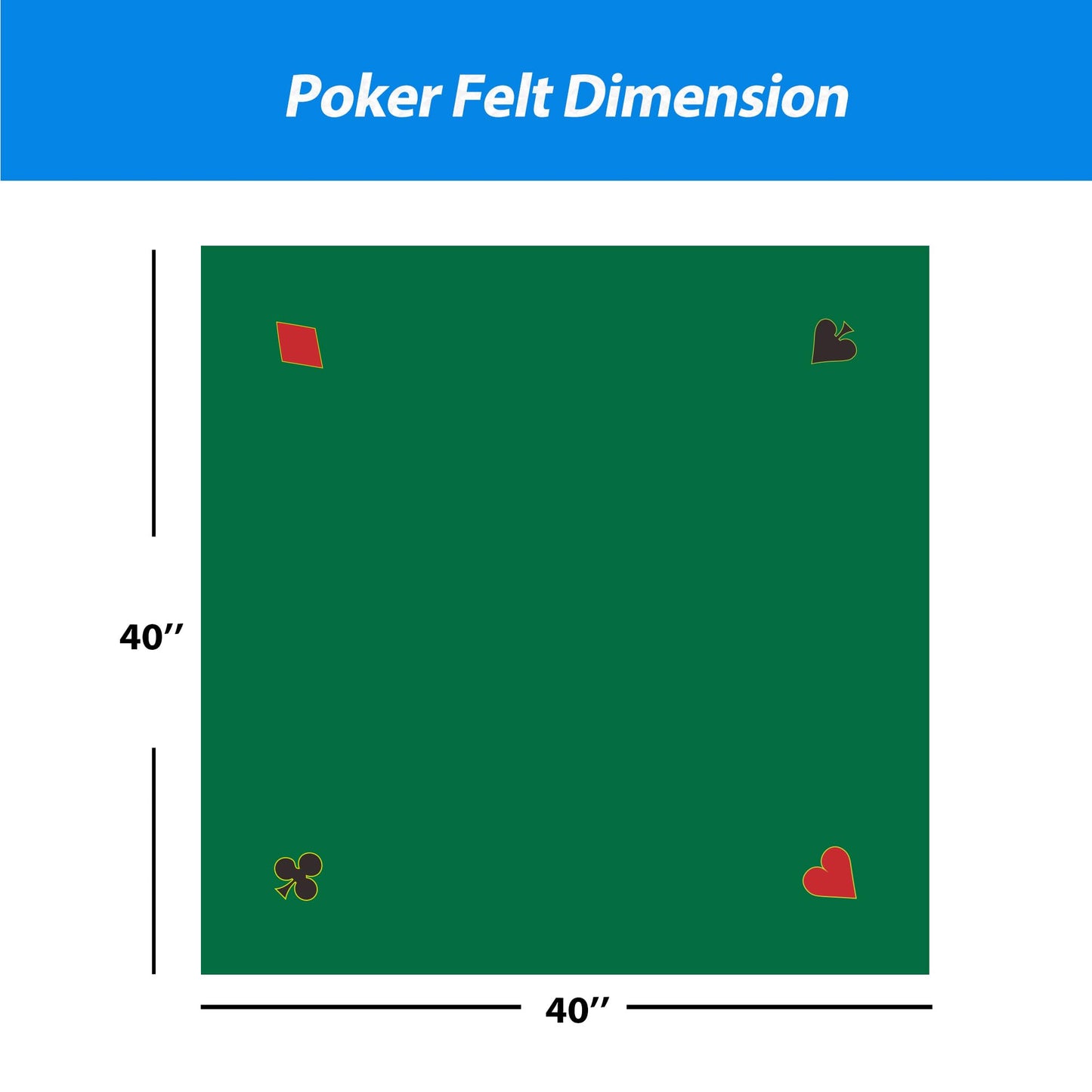 GSE Games & Sports Expert 40x40 Poker Tabletop Felt – Premium Card Layout Mat