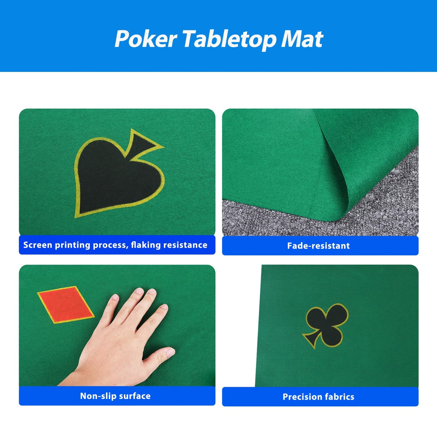 GSE Games & Sports Expert 40x40 Poker Tabletop Felt – Premium Card Layout Mat