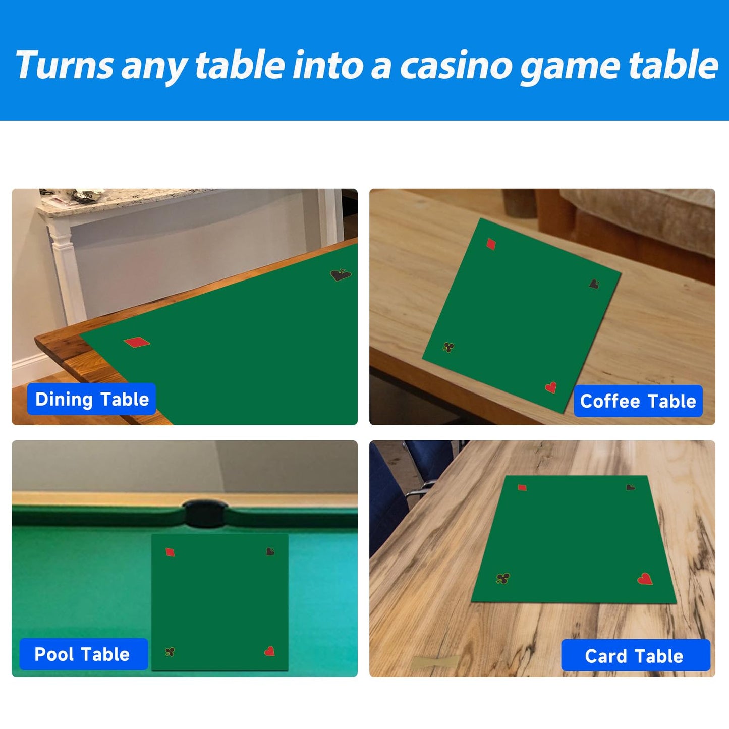 GSE Games & Sports Expert 40x40 Poker Tabletop Felt – Premium Card Layout Mat
