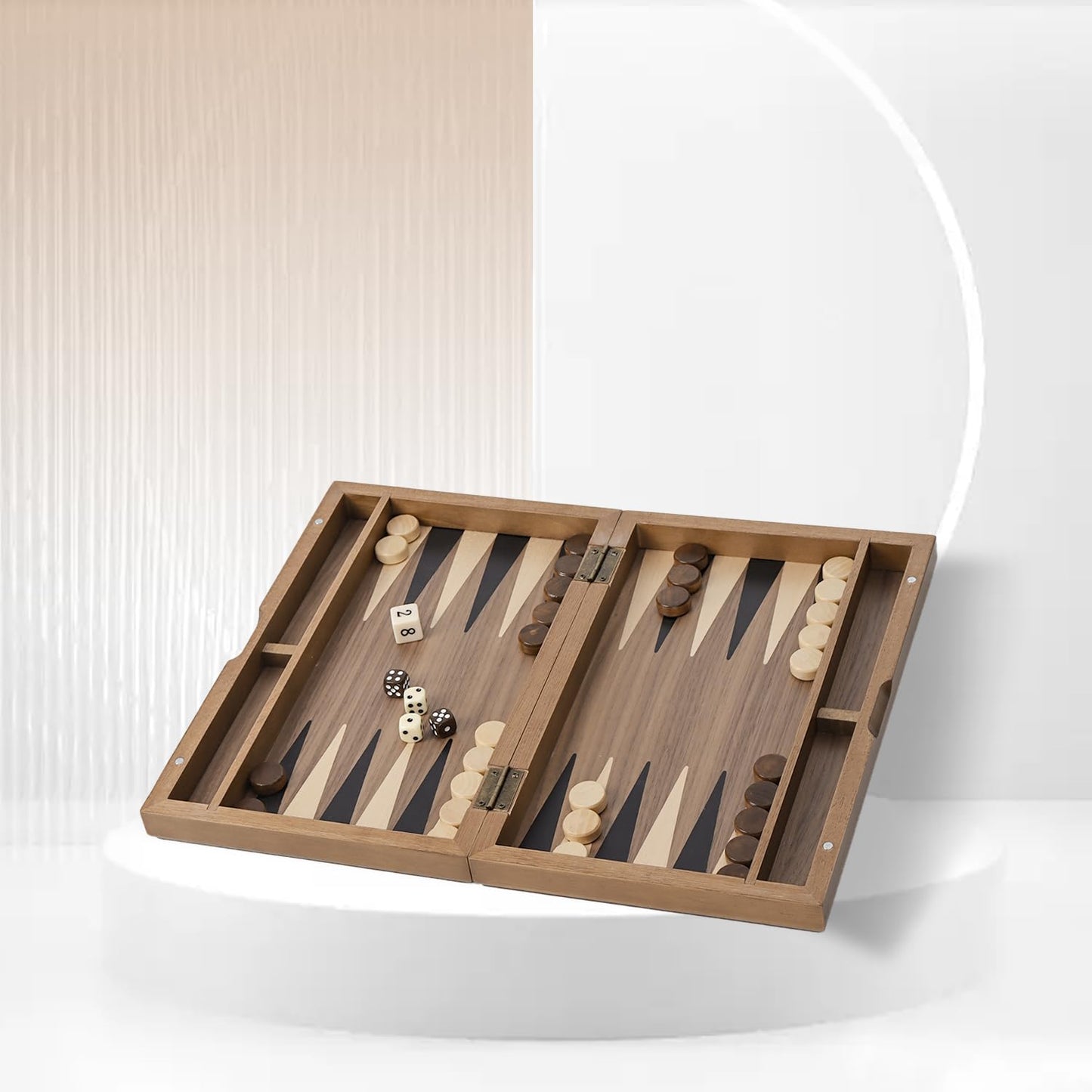 GSE Games & Sports Expert Premium Magnetic Wooden Folding Backgammon Board – 11-Inch Portable Travel Set