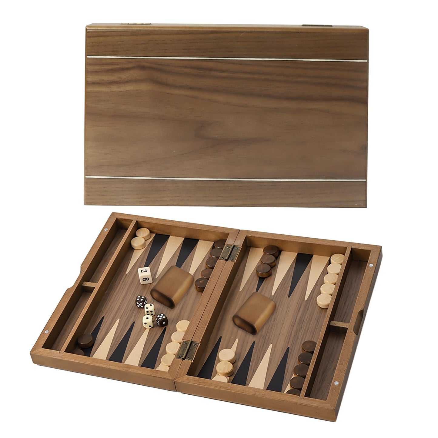 GSE Games & Sports Expert Premium Magnetic Wooden Folding Backgammon Board – 11-Inch Portable Travel Set