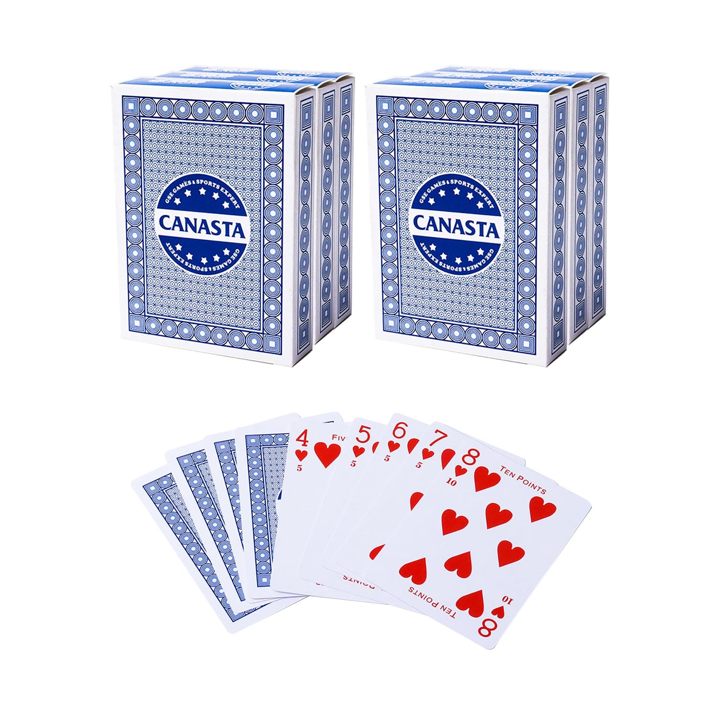 GSE Games & Sports Expert 6-Deck Canasta Cards with Point Values – Blue, Includes Canasta & Hand & Foot Rules