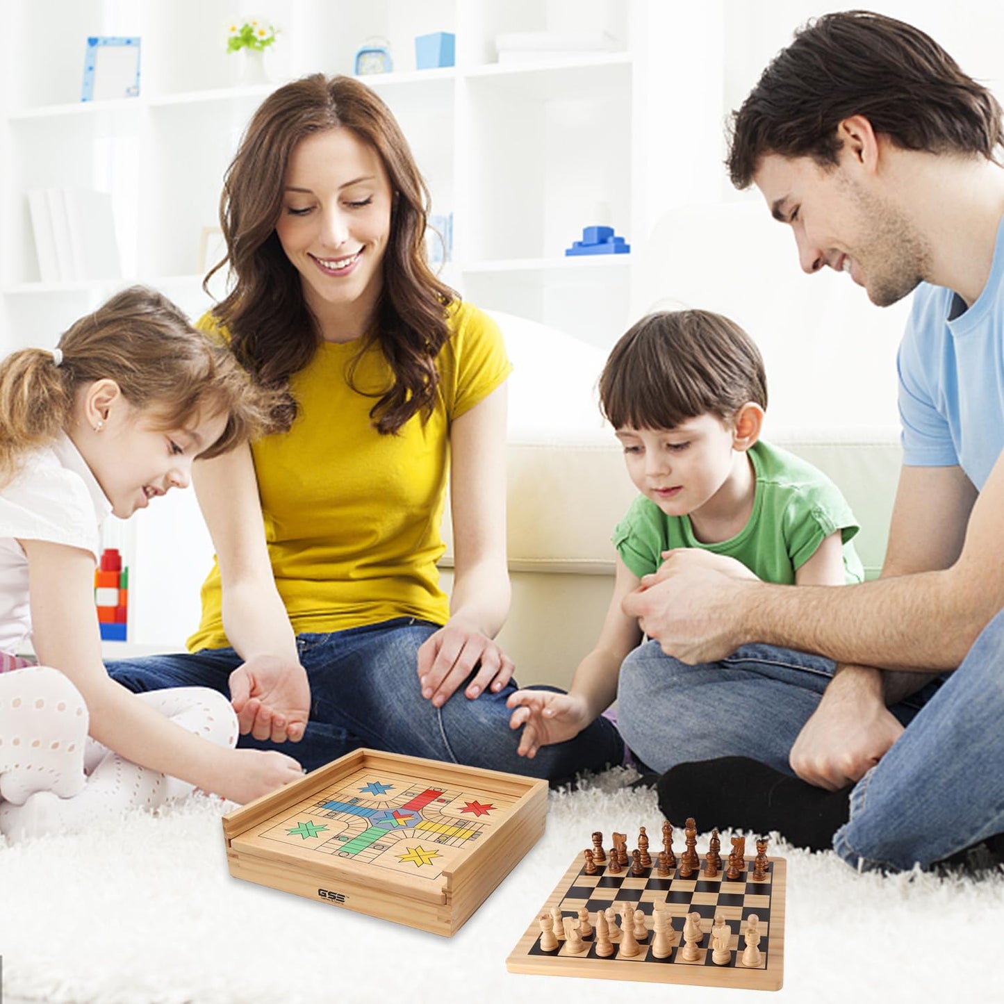 GSE Wooden 9-in-1 Game Set | Chess, Checkers, Backgammon & More