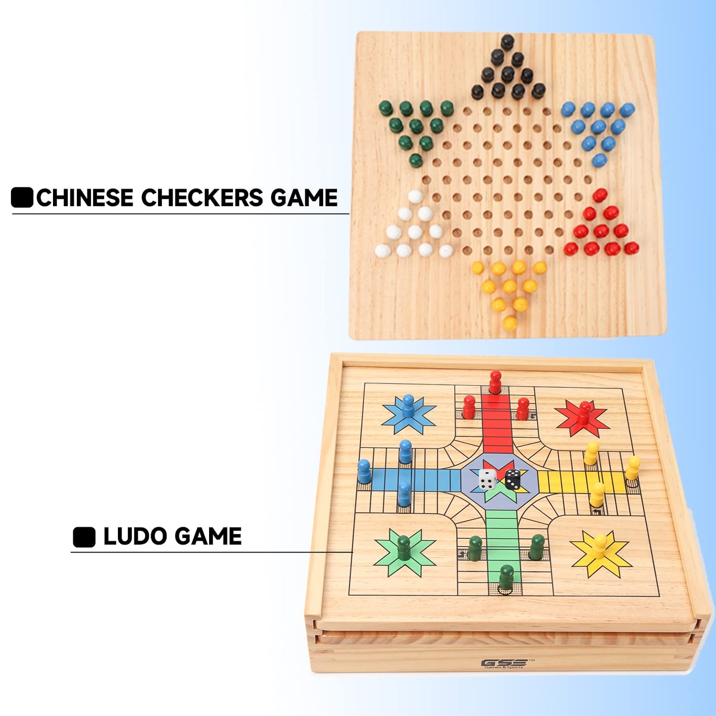 GSE Wooden 9-in-1 Game Set | Chess, Checkers, Backgammon & More