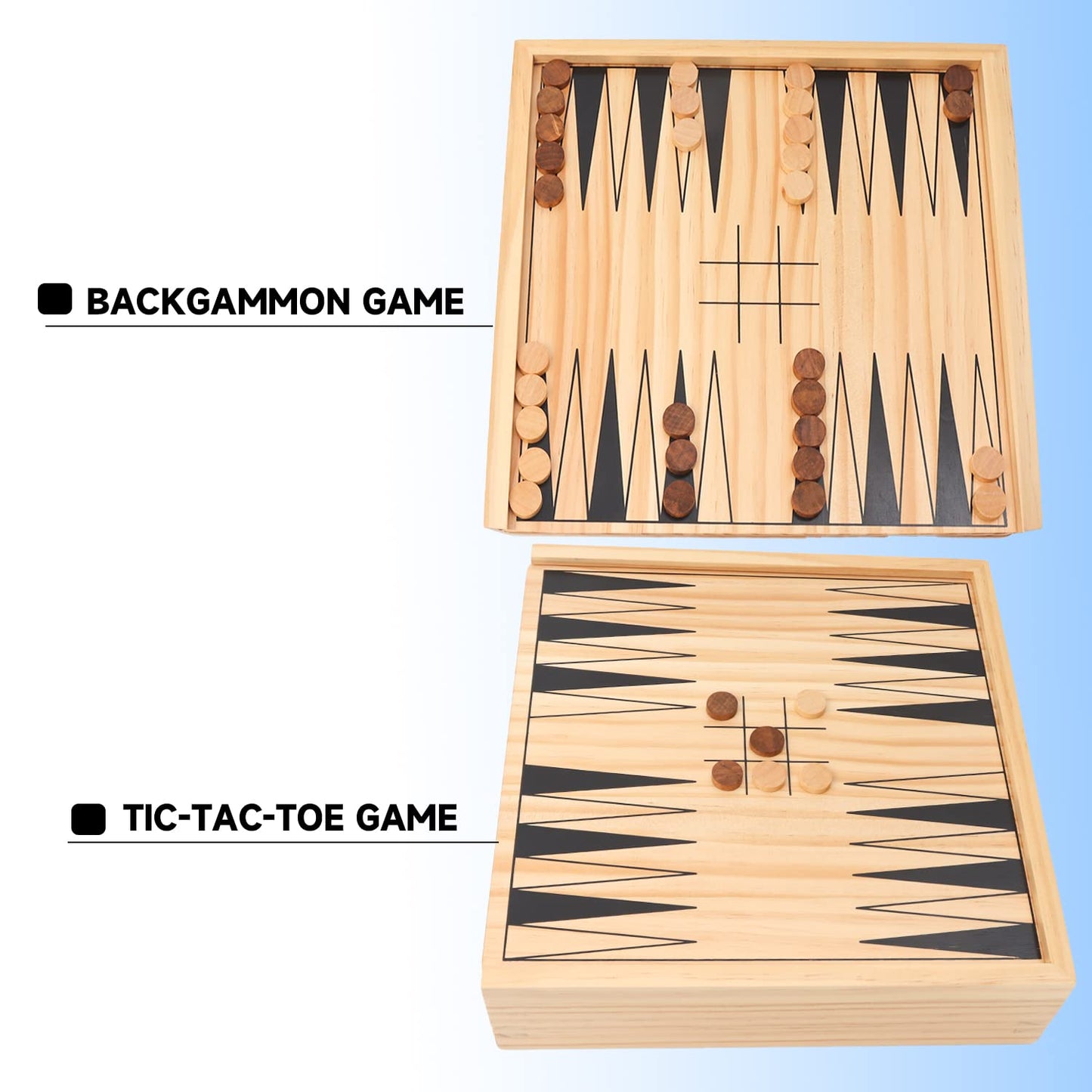 GSE Wooden 9-in-1 Game Set | Chess, Checkers, Backgammon & More