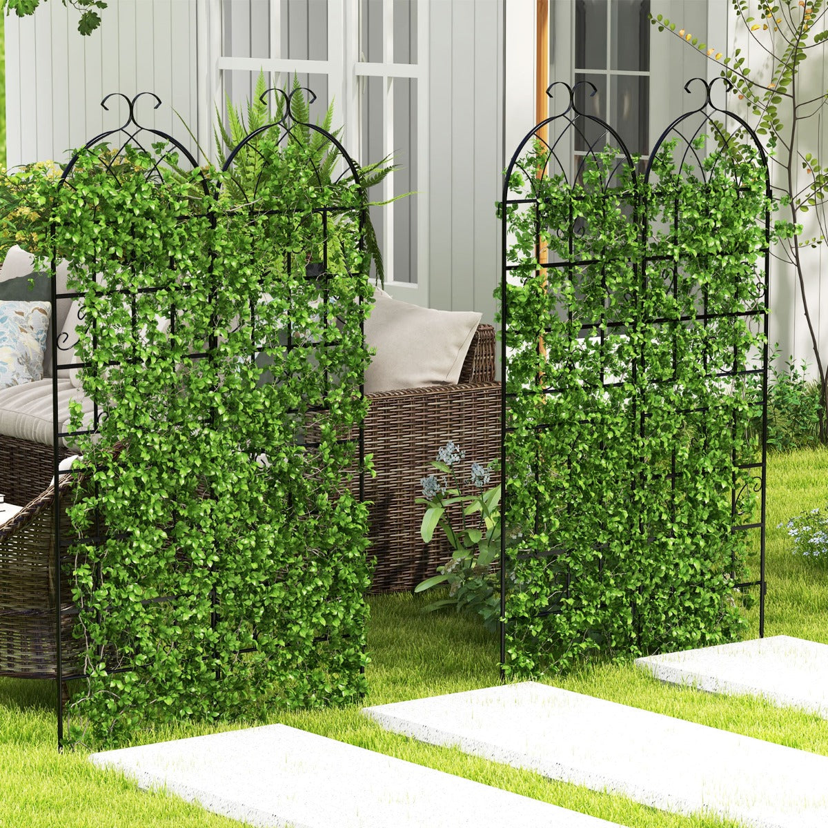 2/4 Pack 180 cm x 50 cm Metal Garden Trellis Decorative for Climbing Plants-2 Pack