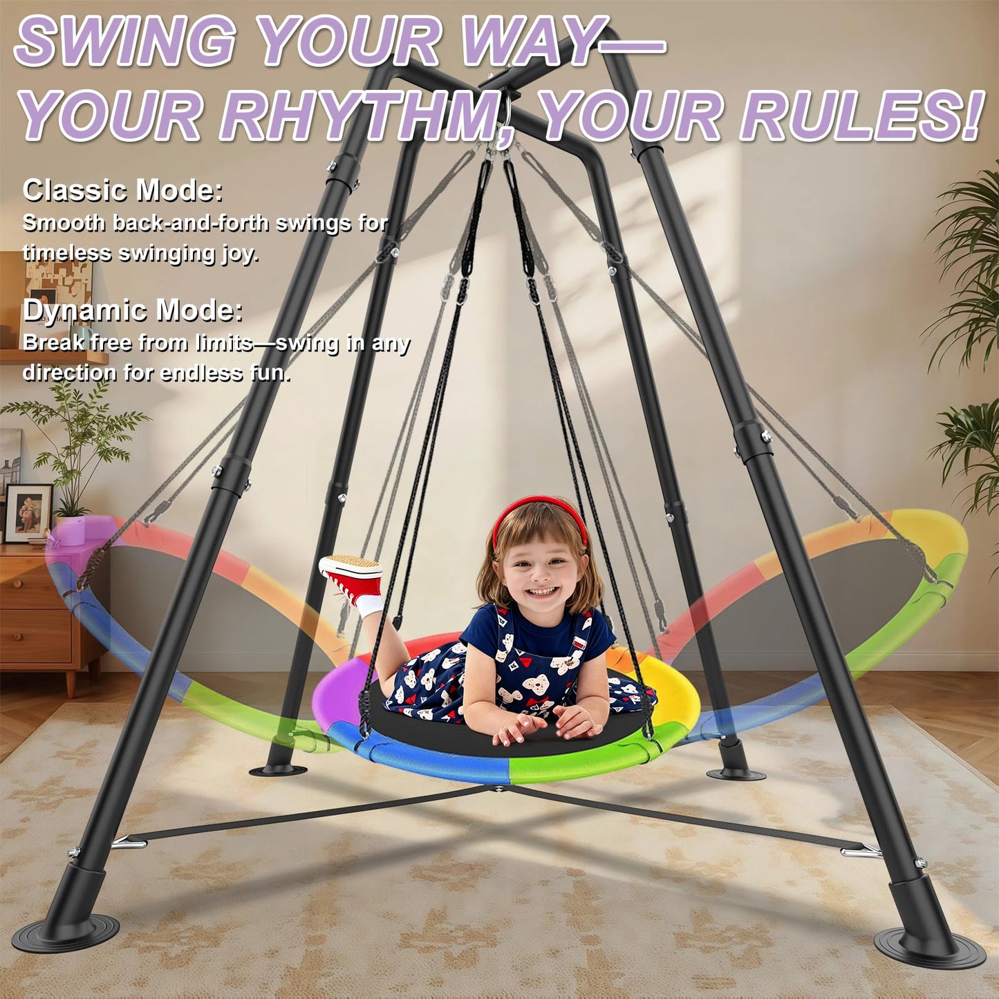 G Taleeco Gear Swing Set with 35-inch Saucer Swing – Indoor/Outdoor Frame, 330 LBS