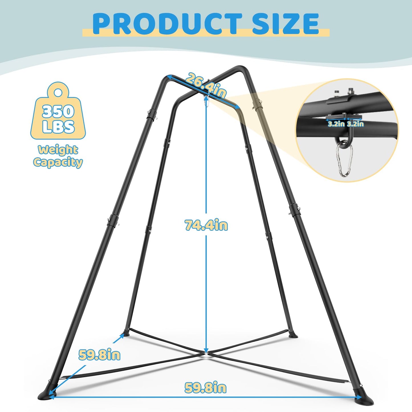 G TALECO GEAR Swing Stand Frame with Sensory Pods – Heavy-Duty Indoor/Outdoor Swing (Blue) 330 lbs
