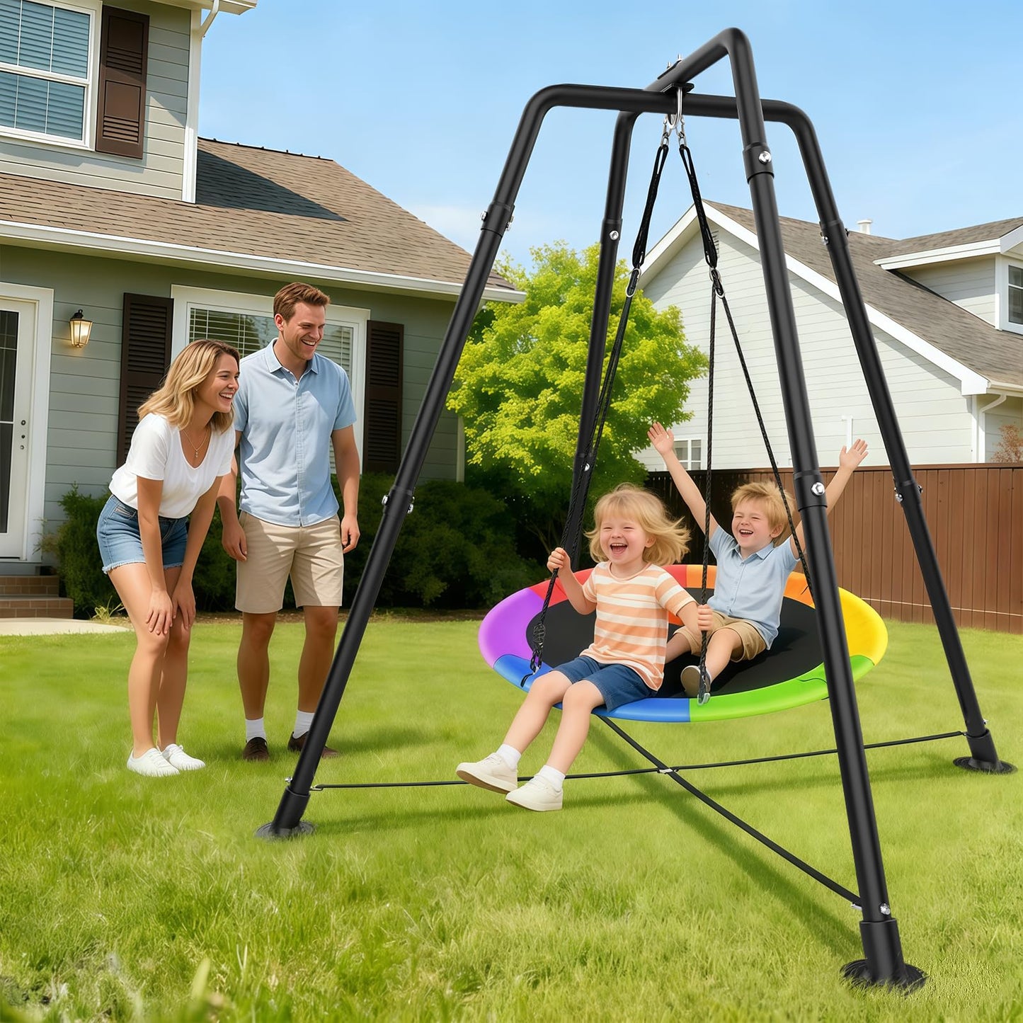 G Taleeco Gear Swing Set with 35-inch Saucer Swing – Indoor/Outdoor Frame, 330 LBS