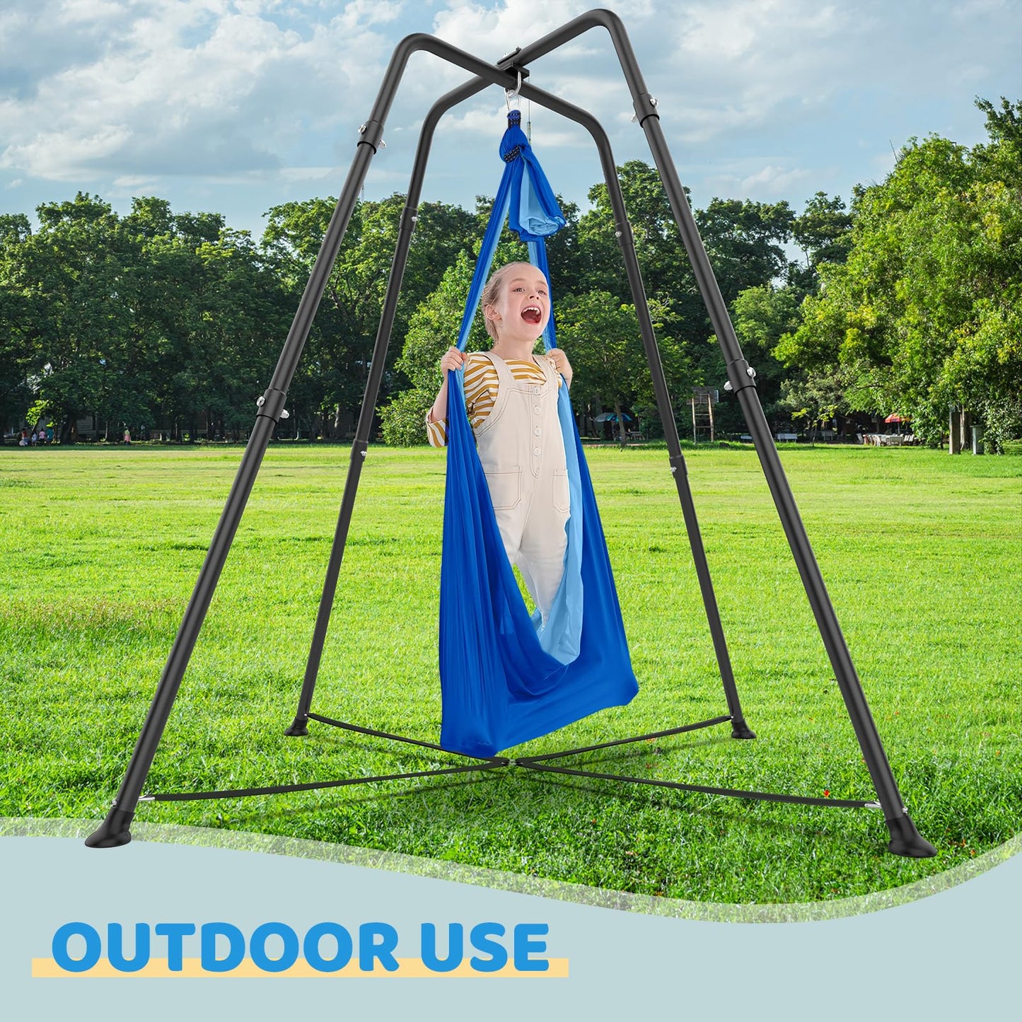 G TALECO GEAR Swing Stand Frame with Sensory Pods – Heavy-Duty Indoor/Outdoor Swing (Blue) 330 lbs