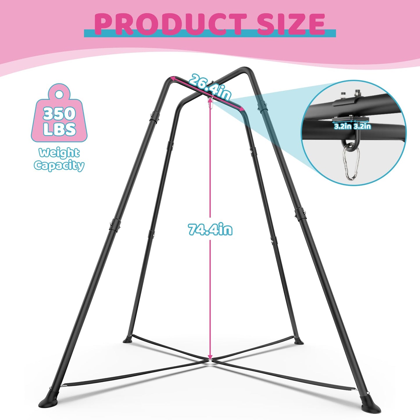 G TALECO GEAR Swing Stand Frame with Sensory Swings (Pink) – Heavy-Duty Indoor/Outdoor