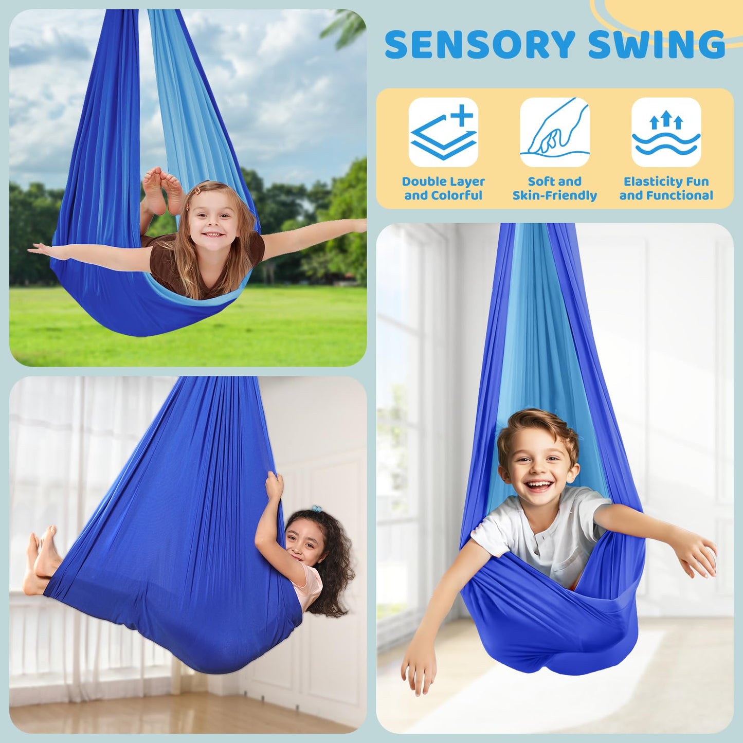 G TALECO GEAR Swing Stand Frame with Sensory Pods – Heavy-Duty Indoor/Outdoor Swing (Blue) 330 lbs