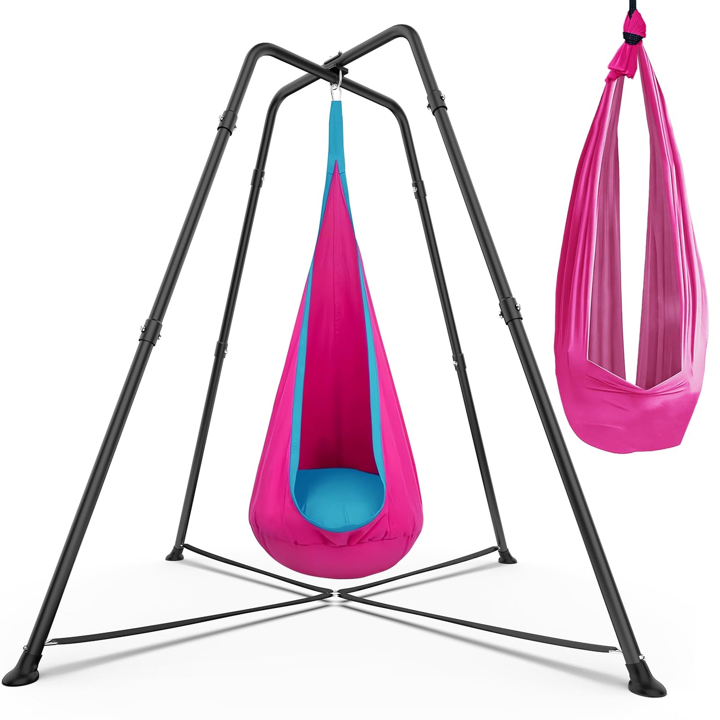 G TALECO GEAR Swing Stand Frame with Sensory Swings (Pink) – Heavy-Duty Indoor/Outdoor