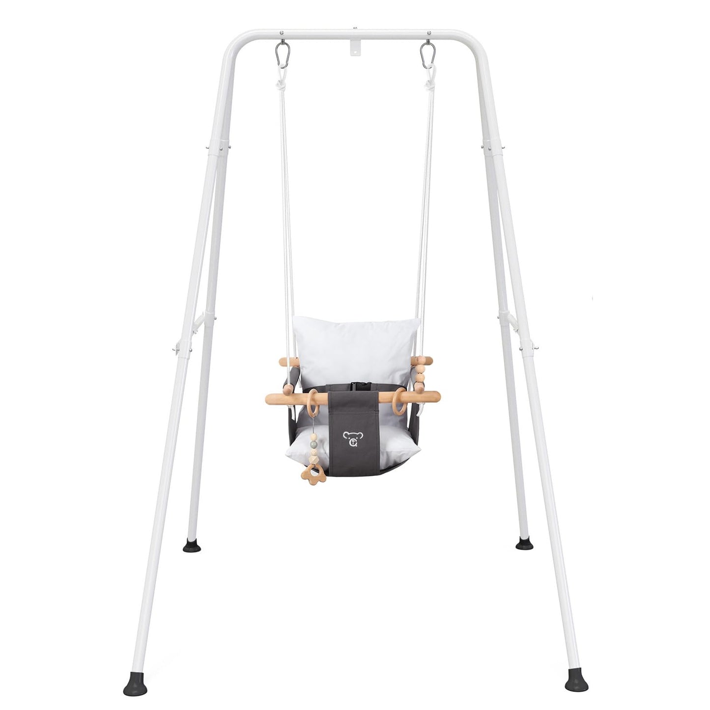 G TALECO GEAR Baby Swing with Stand – Indoor/Outdoor Saucer Swing with Canvas Seat (Gray)