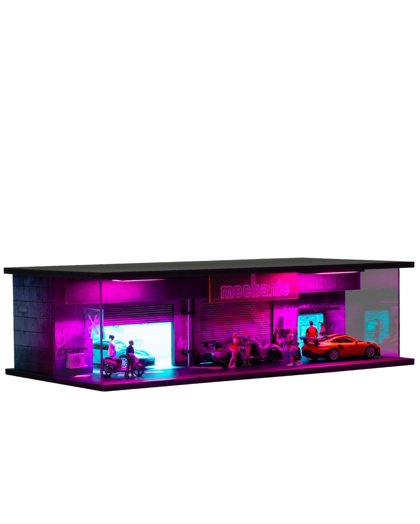 Gtcwmx 1/64 Diecast Display Case with LED Lights – Cyberpunk Acrylic Garage