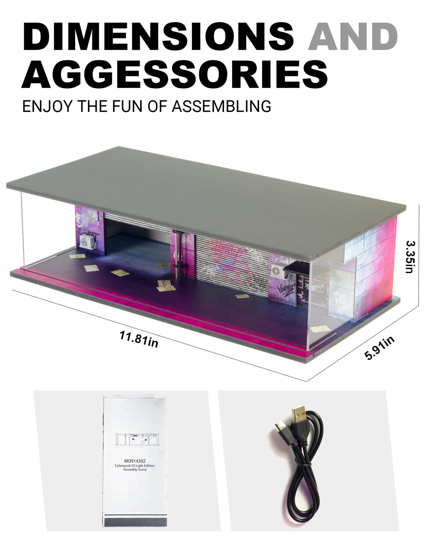 Gtcwmx 1/64 Diecast Display Case with LED Lights – Cyberpunk Acrylic Garage