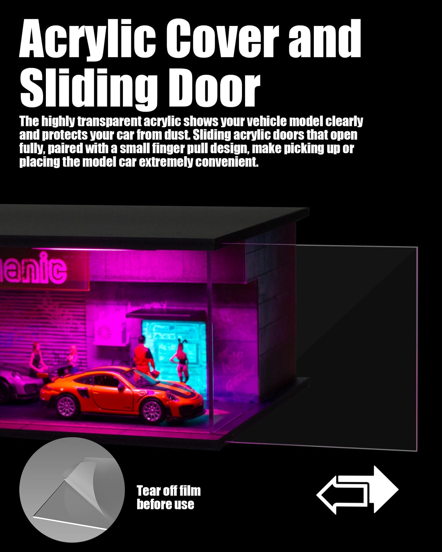 Gtcwmx 1/64 Diecast Display Case with LED Lights – Cyberpunk Acrylic Garage