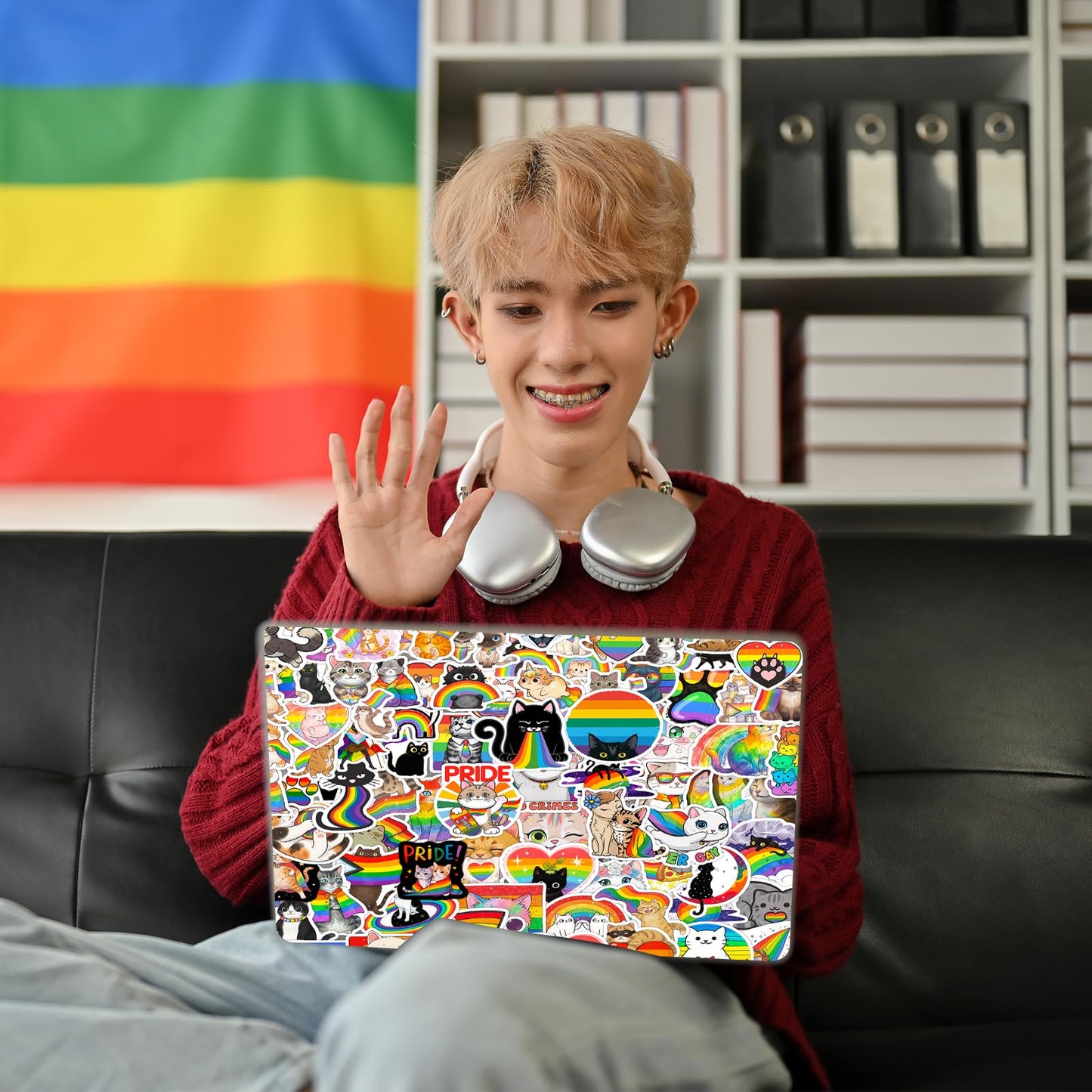 GTOTd LGBTQ Pride Rainbow Stickers – 100 Pcs Vinyl Decals for Laptop, Water Bottle, Phone