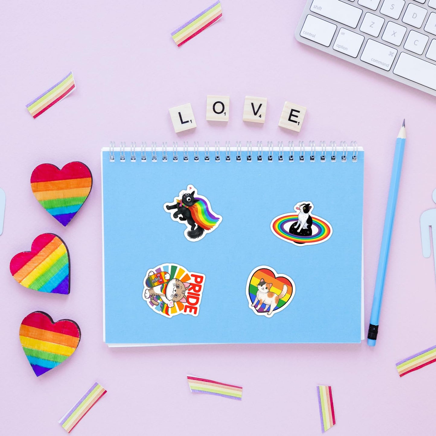 GTOTd LGBTQ Pride Rainbow Stickers – 100 Pcs Vinyl Decals for Laptop, Water Bottle, Phone