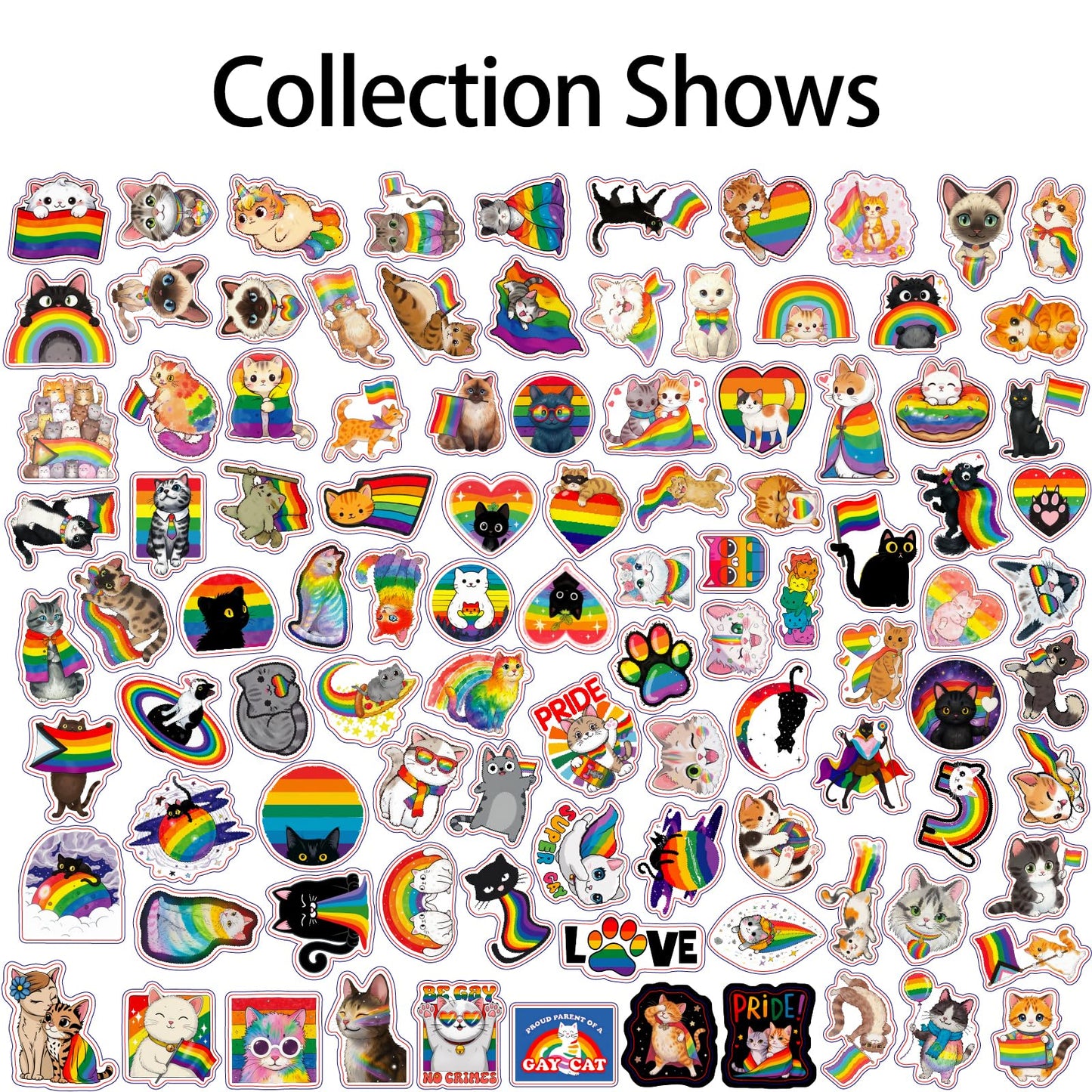 GTOTd LGBTQ Pride Rainbow Stickers – 100 Pcs Vinyl Decals for Laptop, Water Bottle, Phone