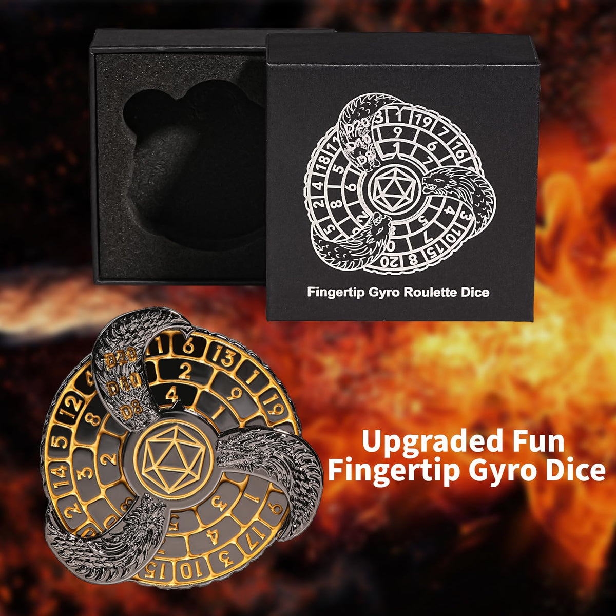 GU BEI TE DND Spinner Dice – Metal Fingertip Gyro RPG Dice Set with Gift Box