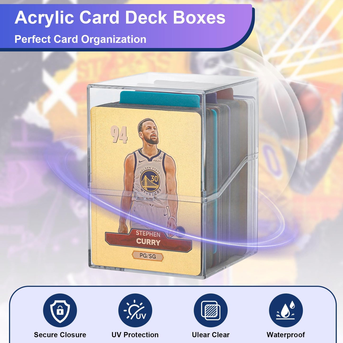 guaiboshi 6 Pack Card Deck Boxes – Transparent Storage for TCG, MTG, Yu-Gi-Oh, Sports & Collectible Cards | Holds 800+ Cards
