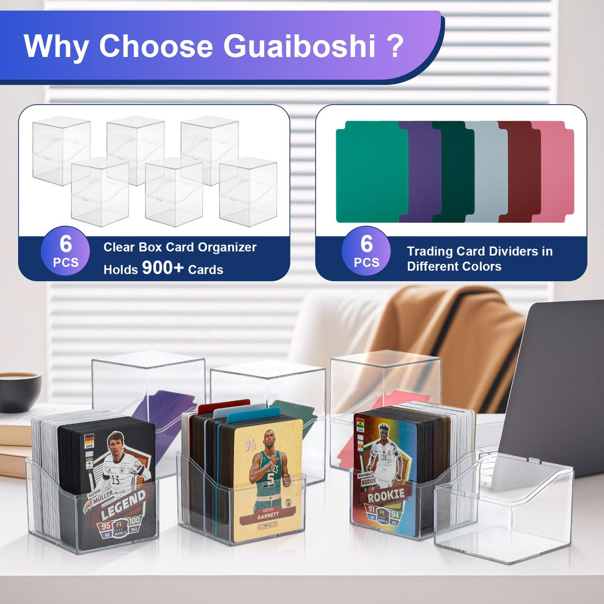guaiboshi 6 Pack Card Deck Boxes – Transparent Storage for TCG, MTG, Yu-Gi-Oh, Sports & Collectible Cards | Holds 800+ Cards