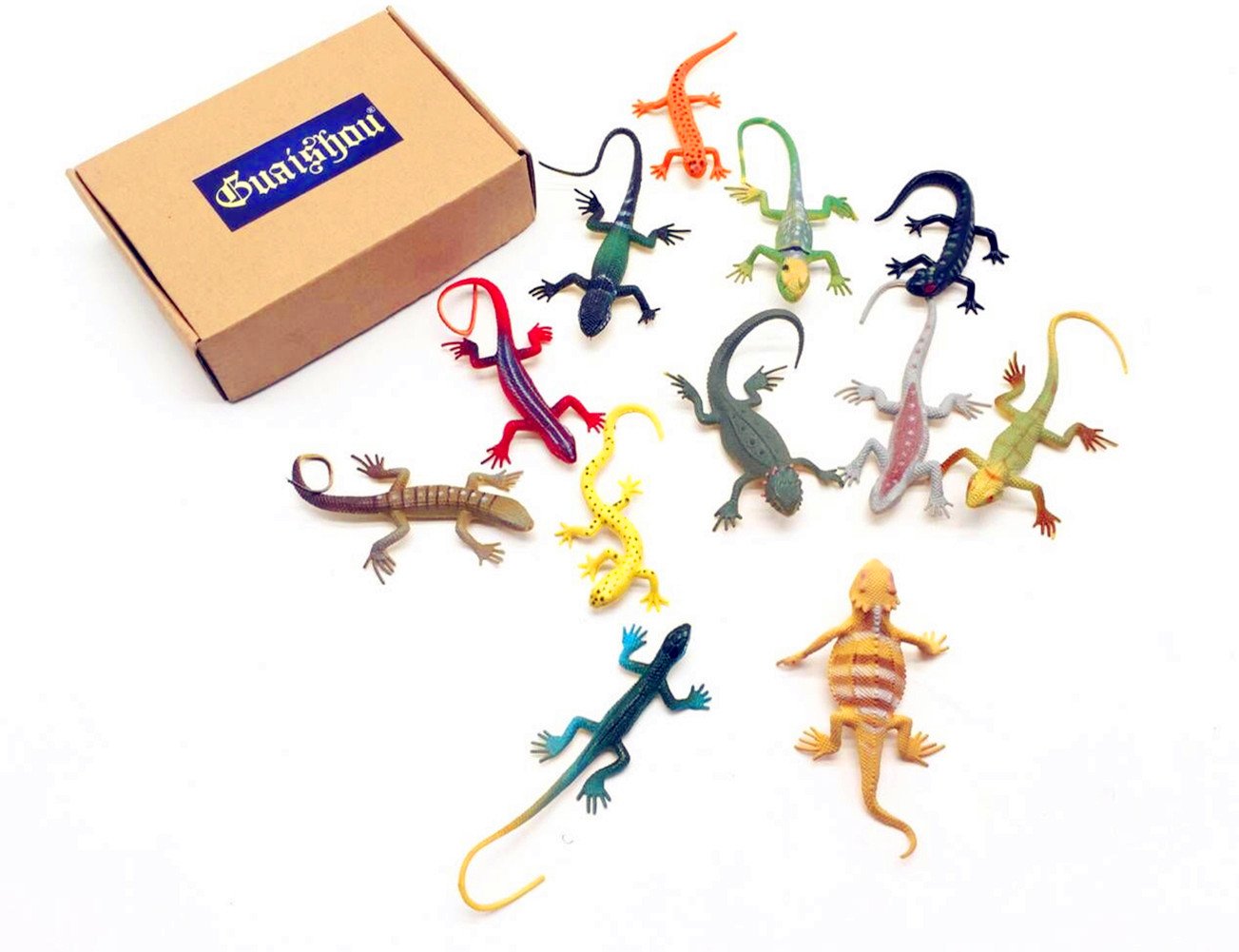 Guaishou 12pc Artificial Reptile Lizard Figures – Kids Gift Set