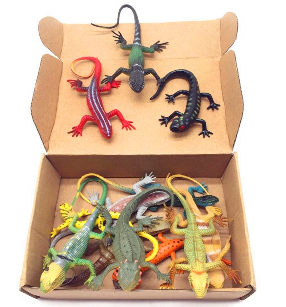 Guaishou 12pc Artificial Reptile Lizard Figures – Kids Gift Set
